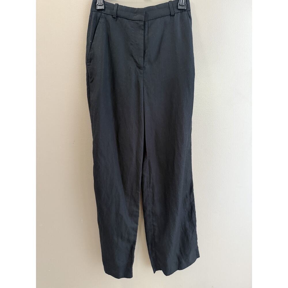 COS Women’s Size 2 EUR 34 Black 100% Linen Wide Leg Casual Pull On Pants
